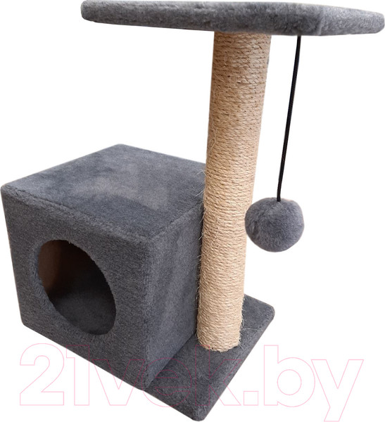 Изображение товара Комплекс для кошек Cat House С боковой полкой 0.58 (сизаль серый)