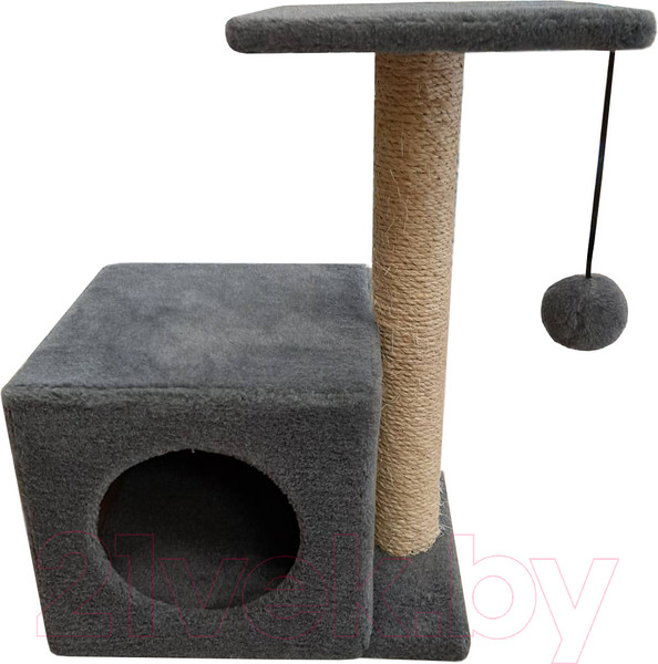 Изображение товара Комплекс для кошек Cat House С боковой полкой 0.58 (сизаль серый)