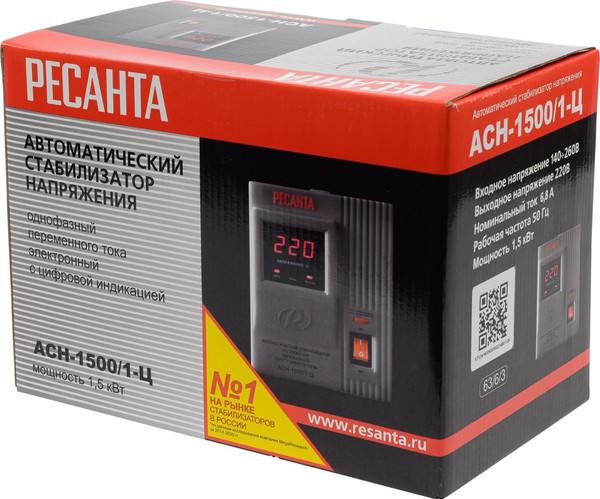 Изображение товара Стабилизатор напряжения Ресанта АСН-1500/1-Ц (63/6/3)