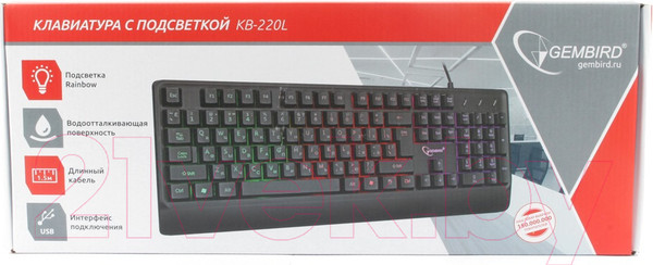 Изображение товара Клавиатура Gembird KB-220L (черный)