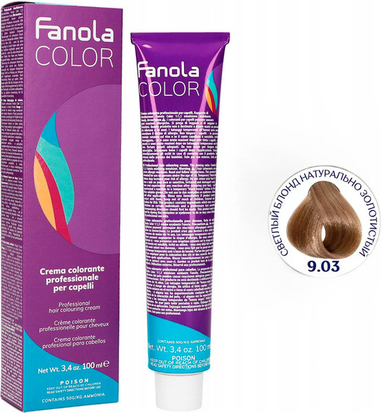 Изображение товара Крем-краска для волос Fanola 9.03 (100мл, экстра светлый блондин теплый)