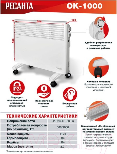 Изображение товара Конвектор Ресанта ОК-1000 (67/4/1)