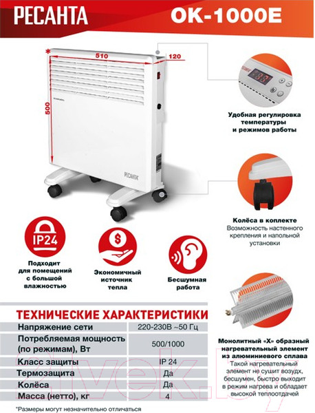 Изображение товара Конвектор Ресанта ОК-1000Е (67/4/12)