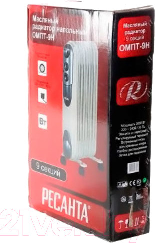 Изображение товара Масляный радиатор Ресанта ОМПТ-9Н (67/3/4)