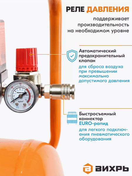 Изображение товара Воздушный компрессор Вихрь КМП-240/50 (74/3/8)