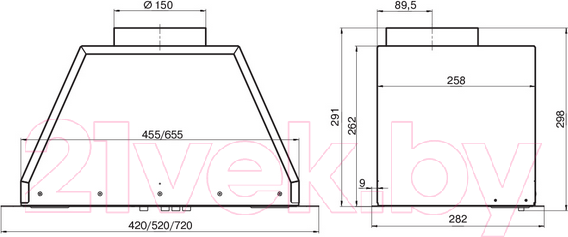 Изображение товара Вытяжка скрытая Elikor Врезной блок Flat 42П-430-К3Д / 144876 (хром)