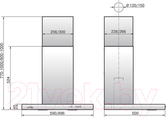 Изображение товара Вытяжка Т-образная Elikor Квадра 60П-430-К3Д (антрацит)