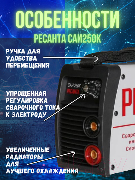 Изображение товара Инвертор сварочный Ресанта САИ-250К (65/38)