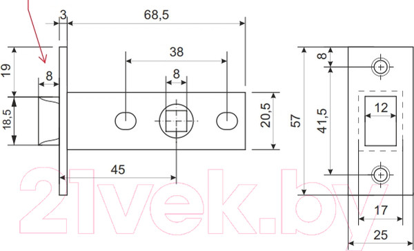 Изображение товара Защелка врезная Avers 5400 (матовый никель)