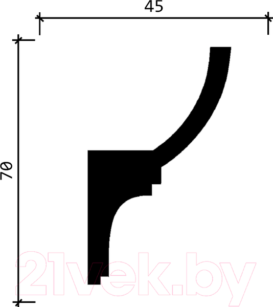 Изображение товара Плинтус потолочный Decor-Dizayn DD508 с отражателем (70x45x2000)
