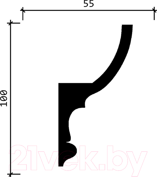 Изображение товара Плинтус потолочный Decor-Dizayn DD507 c отражателем (100x55x2000)