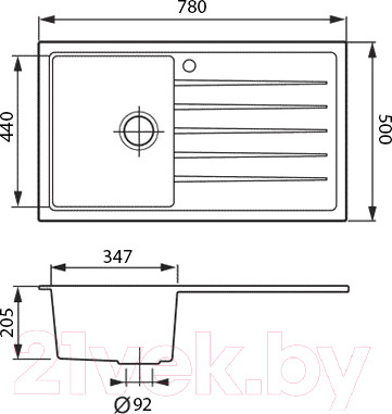 Изображение товара Мойка кухонная Longran Classic CLS780.500 (терра)