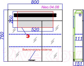 Изображение товара Шкаф с зеркалом для ванной Aqwella Нео / Neo.04.08
