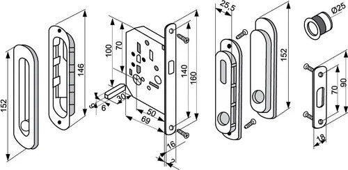Изображение товара Комплект дверной фурнитуры Morelli MHS150 WC SC (матовый хром)