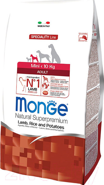Изображение товара Сухой корм для собак Monge Speciality Adult Mini Lamb,Rice&Potato (0.8кг)