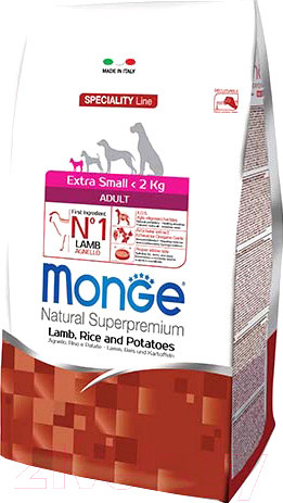 Изображение товара Сухой корм для собак Monge Speciality Extra Small Adult Lamb,Rice&Potato (2.5кг)