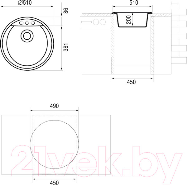 Изображение товара Мойка кухонная Longran Amanda AMG510 (марон)