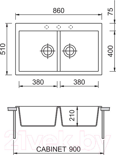Изображение товара Мойка кухонная Longran Amanda AMG860.500 20 (саббиа)