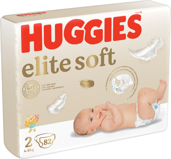 Изображение товара Подгузники детские Huggies Elite Soft 2 Mega 4-6кг (82шт)
