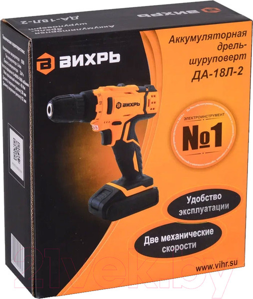 Изображение товара Аккумуляторная дрель-шуруповерт Вихрь ДА-18Л-2 (72/14/16)