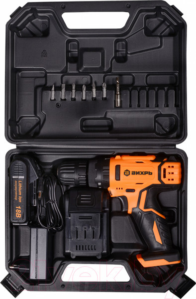 Изображение товара Аккумуляторная дрель-шуруповерт Вихрь ДА-18Л-2КУ (72/14/17)