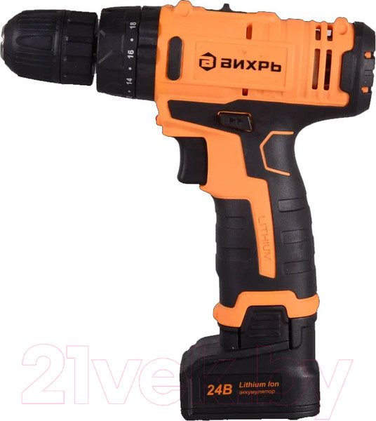 Изображение товара Аккумуляторная дрель-шуруповерт Вихрь ДА-24Л-2КУ (72/14/19)