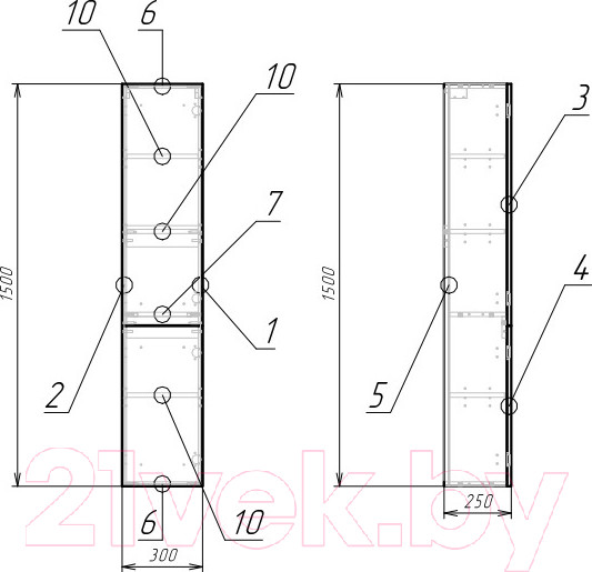 Изображение товара Шкаф-пенал для ванной Cersanit Lara / SB-SL-LAR/Wh