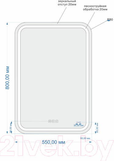 Изображение товара Зеркало Cersanit Led 050 Pro 55x80 / KN-LU-LED050-55-p-Os