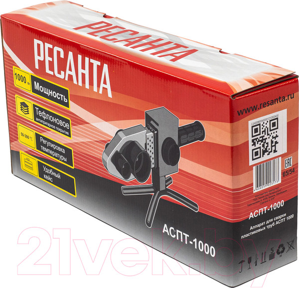 Изображение товара Паяльник для полипропиленовых труб Ресанта АСПТ-1000 (65/54)