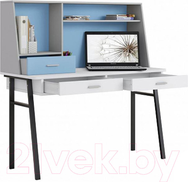 Изображение товара Письменный стол Polini Kids Aviv 1455 (белый/серый/голубой)