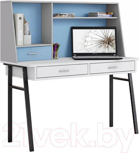 Изображение товара Письменный стол Polini Kids Aviv 1455 (белый/серый/голубой)