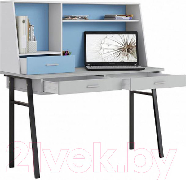 Изображение товара Письменный стол Polini Kids Aviv 1455 (серый/белый/голубой)
