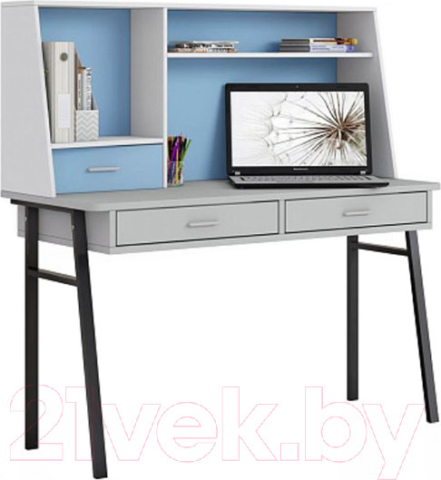 Изображение товара Письменный стол Polini Kids Aviv 1455 (серый/белый/голубой)