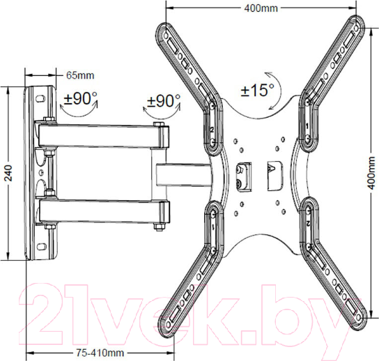 Изображение товара Кронштейн для телевизора MasterKron PLA17-443 (черный)