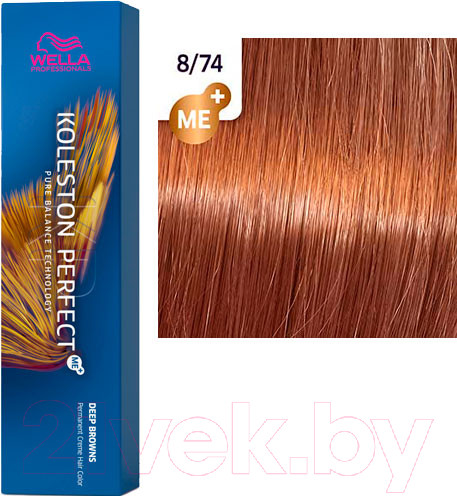 Изображение товара Крем-краска для волос Wella Professionals Koleston Perfect ME+ 8/74 (ирландский красный)