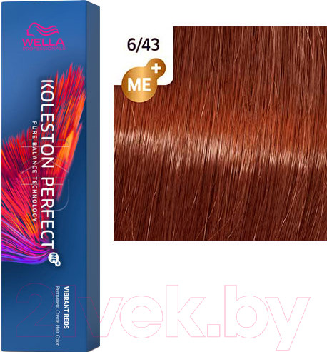 Изображение товара Крем-краска для волос Wella Professionals Koleston Perfect ME+ 6/43 (дикая орхидея)
