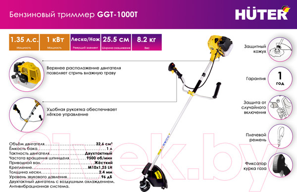 Изображение товара Триммер бензиновый Huter GGT-1000T (70/2/2)