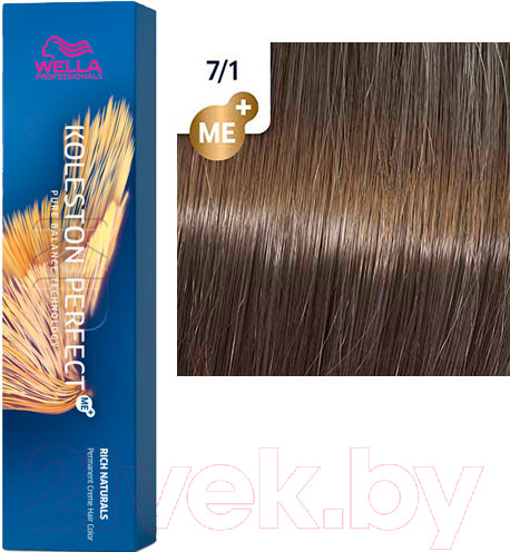 Изображение товара Крем-краска для волос Wella Professionals Koleston Perfect ME+ 7/1 (табачный маррон)