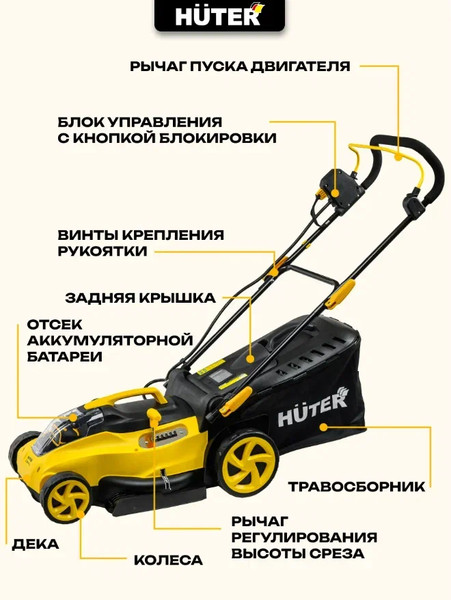 Изображение товара Газонокосилка аккумуляторная Huter CLM-40 Li (70/4/10)