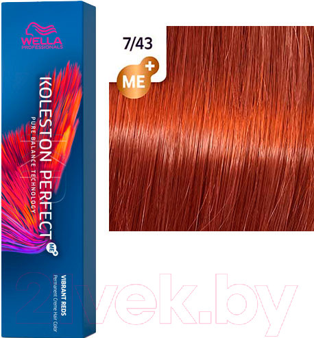 Изображение товара Крем-краска для волос Wella Professionals Koleston Perfect ME+ 7/43 (красный тициан)