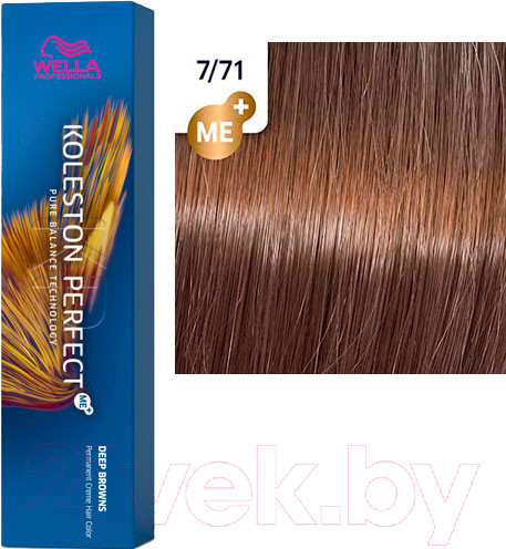 Изображение товара Крем-краска для волос Wella Professionals Koleston Perfect ME+ 7/71 (янтарная куница)