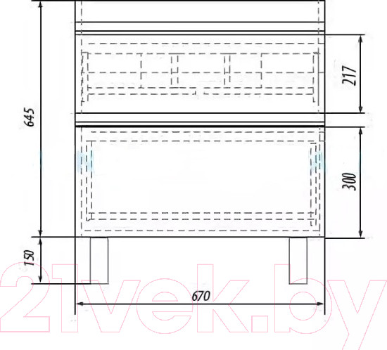 Изображение товара Тумба под умывальник Dreja Grace Plus 70 c 2 ящиками (белый)