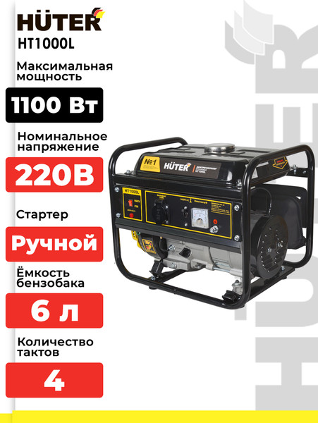 Изображение товара Бензиновый генератор Huter HT1000L (64/1/2)