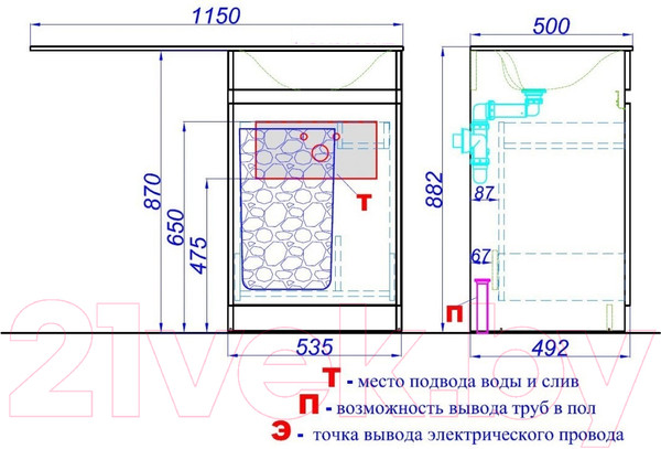 Изображение товара Тумба с умывальником Aqwella Forma / FOR0105KR