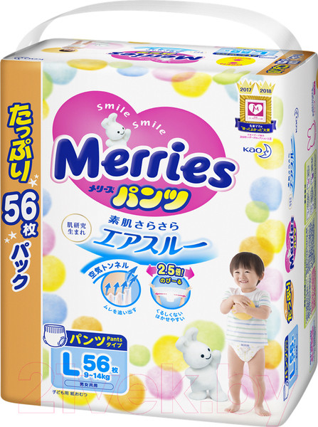 Изображение товара Подгузники-трусики детские Merries L (56шт)