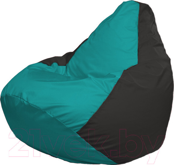 Изображение товара Бескаркасное кресло Flagman Груша Медиум XL Г1.1-283 (бирюзовый/чёрный)