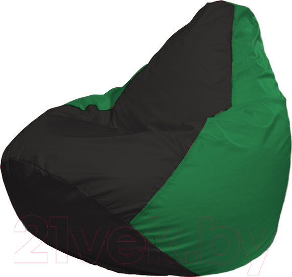 Изображение товара Бескаркасное кресло Flagman Груша Медиум XL Г1.1-397 (чёрный/зелёный)