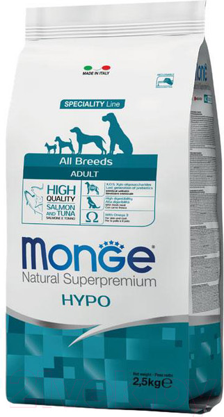 Изображение товара Сухой корм для собак Monge Speciality Adult Hypoallergenic Salmon&Tuna (2.5кг)