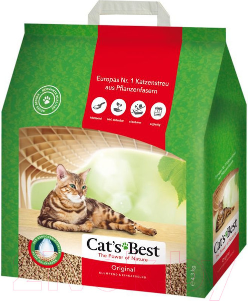 Изображение товара Наполнитель для туалета Cat's Best Original (10л/4.3кг)