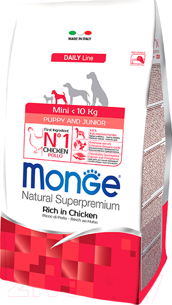 Изображение товара Сухой корм для собак Monge Daily Mini Puppy&Junior Rich In Chicken (800г)